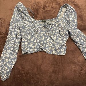 Blue floral crop top